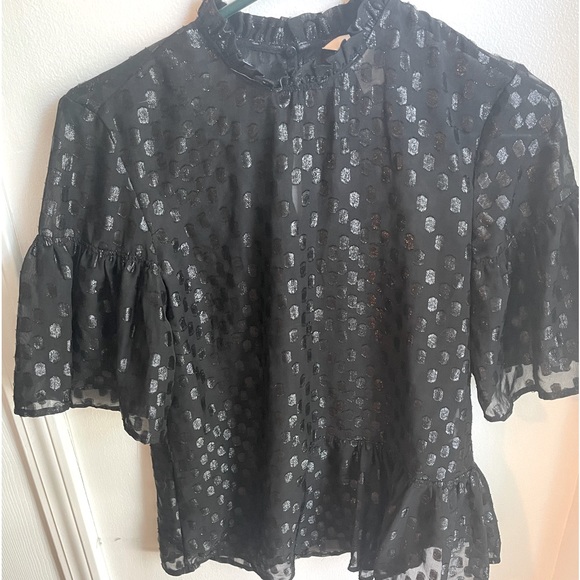 Black sheer dotted H&M top - Picture 1 of 5